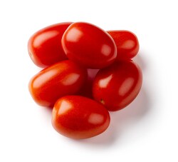grop of red cherry tomatoes on white background