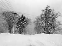 Highway during blizzard near Brattleboro Vermont