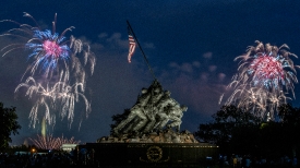 Independence Day celebration with dual fireworks are seen from t