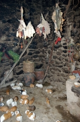 Interior of a rock and adobe style home in Ollantaytambo