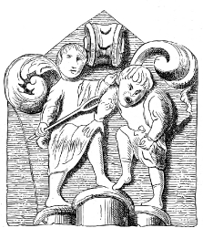 Medieval Illustrations breaking head of peace