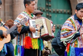musicians in bright costume cusco peru photo 012
