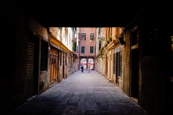 Narrow alley in Venice Italy