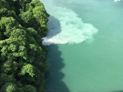 natural plume of dissolved sediments just downstream from Niagara Falls
