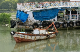 Old Boats docked near Elephanta Island near Mumbai Photo Image