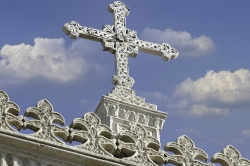 ornate cross above church in cairo egypt