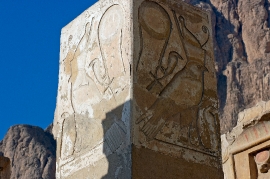 Painted Bas Relief Hieroglyphics Temple Of Queen Hatshepsut Luxor Egypt Photo 