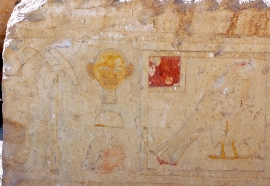 Painted Bas Relief Hieroglyphics Temple Of Queen Hatshepsut Luxor Egypt Photo