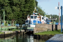 passenger boat begins journey along the Dalsland Canal Hafverud Sweden