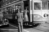 people boarding streetcar Atlanta Georgia 1939
