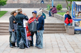 people standing near a square in cuzco, peru 003