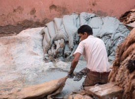 Person at work in the Leather Tannery Morocco photo image 6818