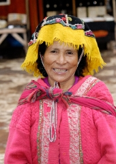 Peruvian local woman in colourful clothes