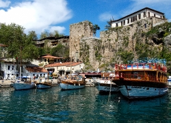 Photo Boats In Beautiful Harbor Old Town Kaleici In Antalya Turk