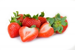 photo image of group strawberries on white background
