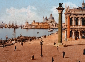 Piazza and Column of St Marks Venice Italy historical print