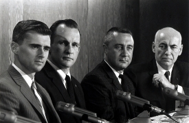 press conference in Houston first manned Apollo mission was name