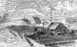 raft mississippi river historical illustration