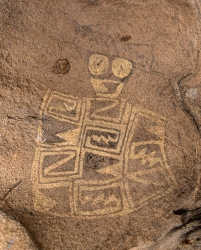 Rock drawings or pictographs