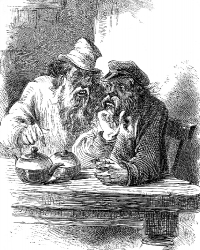 Russian Mujiks Drinking Tea Historical Illustration