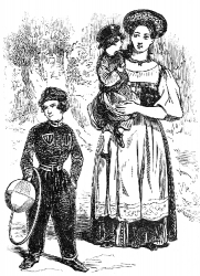 Russian Nurse Maid And Children Historical Illustration