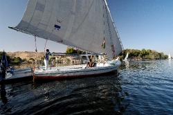 sail boat along nile river egypt