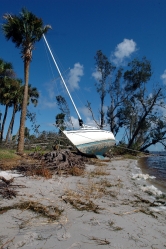 sailboat washed ahort on beach hurricane 12