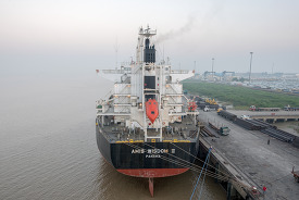 Ship docked in Port Thilawa Myanmar