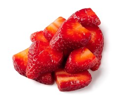 sliced strawberries on white background