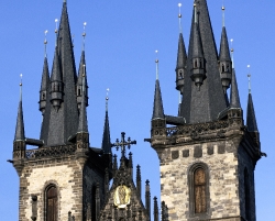 spires tyn church prague