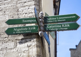 street signs in old tallin area estonia