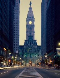 Streetscape view of Philadelphia City Hall
