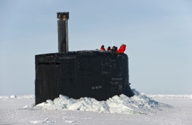 submarine prepares to submerge under ice in the arctic 235