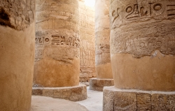 sunlight striking columns at Temple of Karnak Luxor Egypt