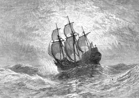 The Mayflower at Sea