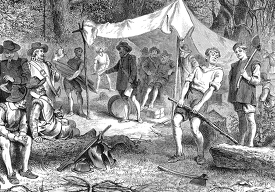 The Settlers at Jamestown Historical Illustration Close Up