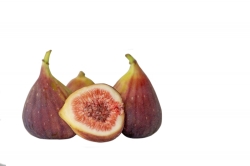 three whole figs with half sliced fig photo