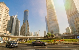 traffic circle near Oriental Pearl TV Tower Shanghai China