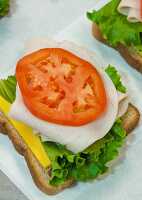 Turkey cheese lettuce tomato sandwiches