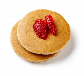 two small pancakes with strawberries