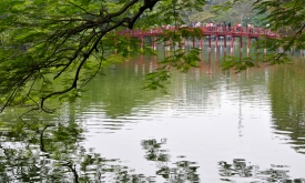 View of bridge over Ho Hoan Kiem Lake
