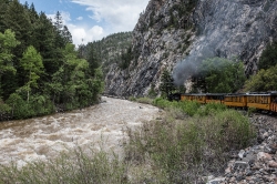 View of the rushing Animas River from train