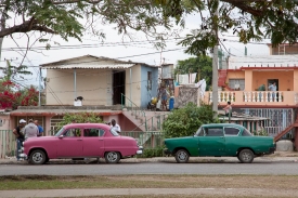 Vintage cars are everywhere in the suburbs of Havana Cuba