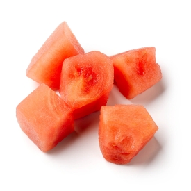 watermelon cubes on white background