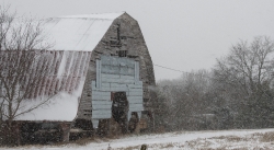 winter scene old barn on snowy day