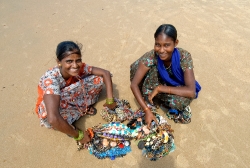 Woman Selling beaded necklaces on the Beach Goa India 262