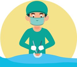 physician surgeon performing surgery clipart