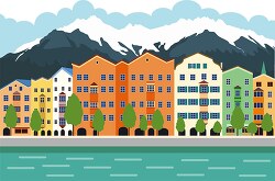 picturesque city innsbruck austria nestled in the Alps clipart