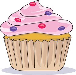 pink cupcake with sprinkles clipart