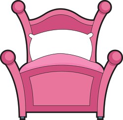 pink girls bed with pillow clipart